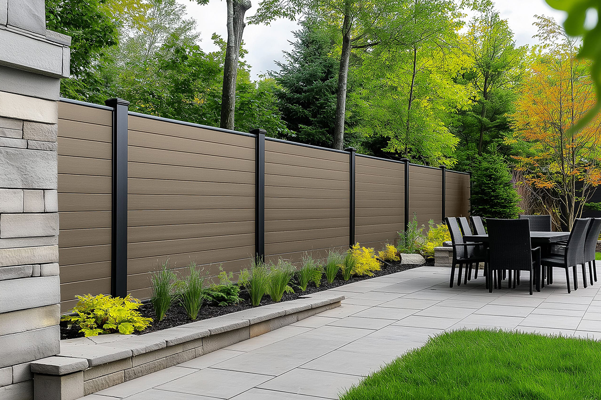 Clôture composite brune