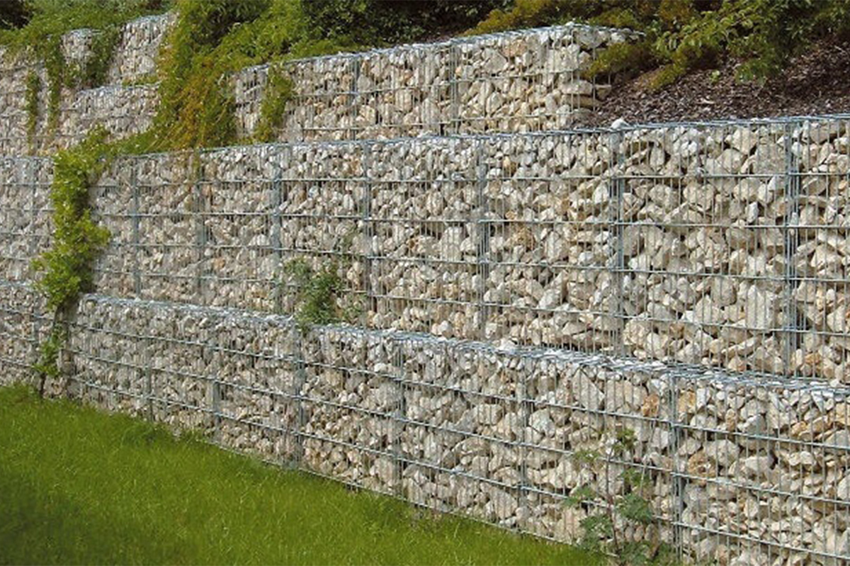 Mur de soutènement en gabions